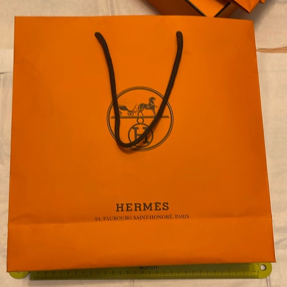 Hermes paper bag empty used orange 11.5x11.5 - Picture 1 of 3